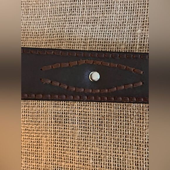 Vintage Nocona Belt Co Brown Leather Western Silver Buckle concho boho main image 7